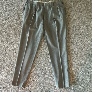 Pleated wool flannel trousers